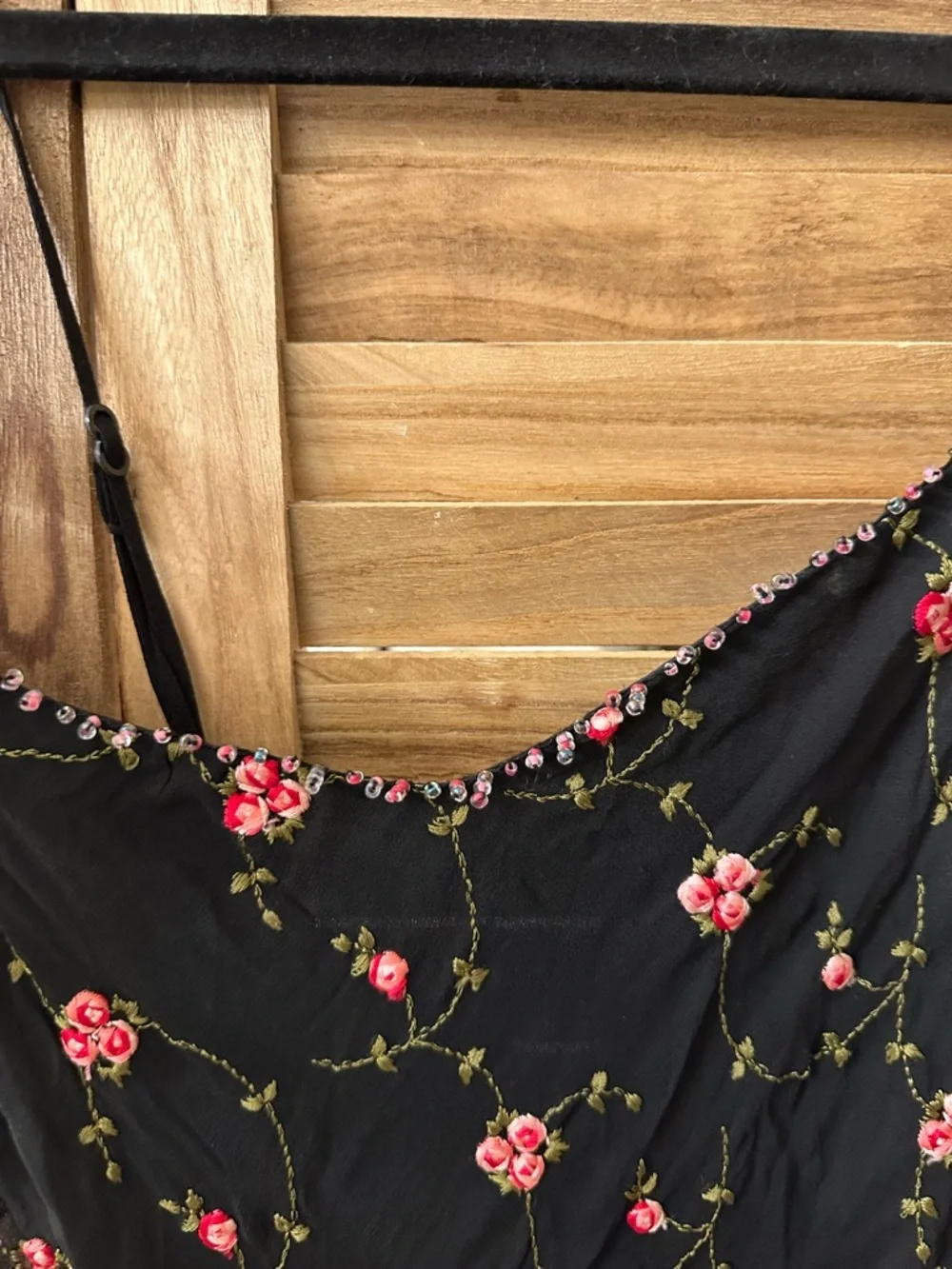 Betsey Johnson Real Vintage Slip Floral Beaded Babydoll Dress size S - Picture 3 of 8
